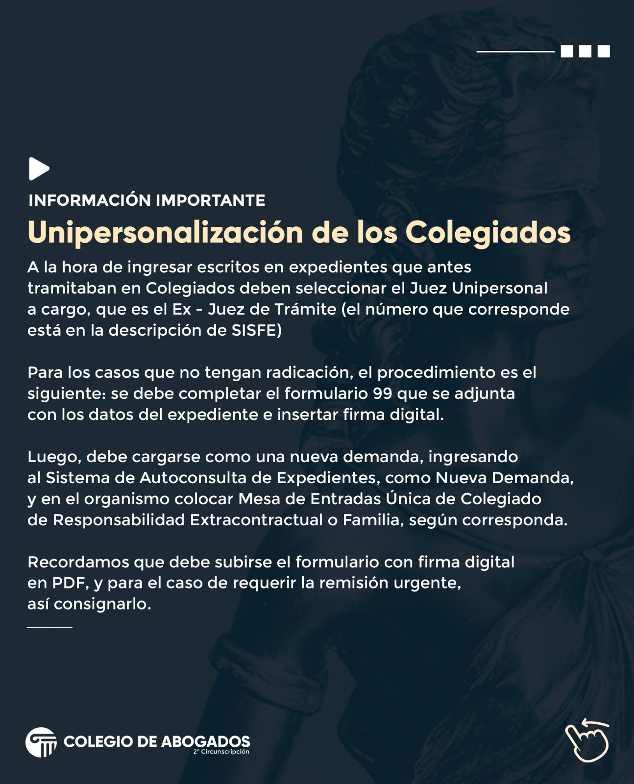 Unipersonalización de los Colegiados: INFORMACIÓN IMPORTANTE